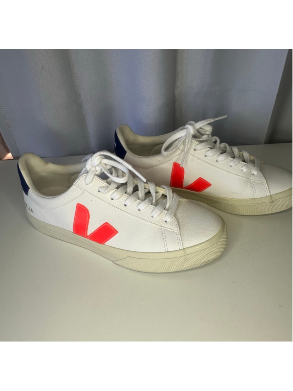 Veja Campo Leather Sneakers Women’s Size US 8.5 (White /Orange / Cobalt)